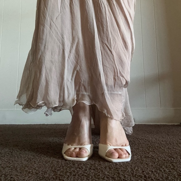 Adelie Plunging Draped Plisse Slit Gown In Desert Rose - Picture 11 of 16